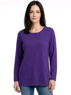 Denim & Co. Purple Tunic Length Sweatshirt Size M